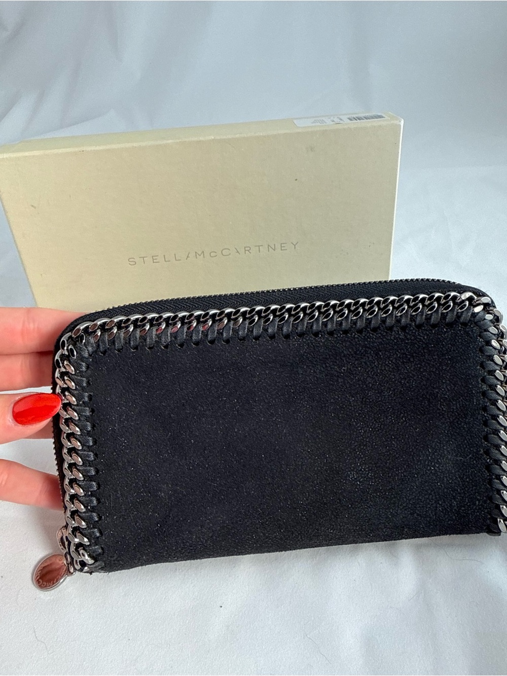 Stella McCartney Black Falabella Zip-Around Wallet